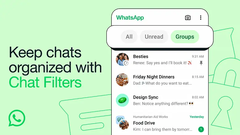 В WhatsApp появились фильтры для чатов